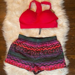 Pink / sports bra and lounge shorts